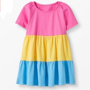Hanna Andersson Girls Twirl Power Top Short Sleeve Pink Yellow Blue Cotton Sz 10